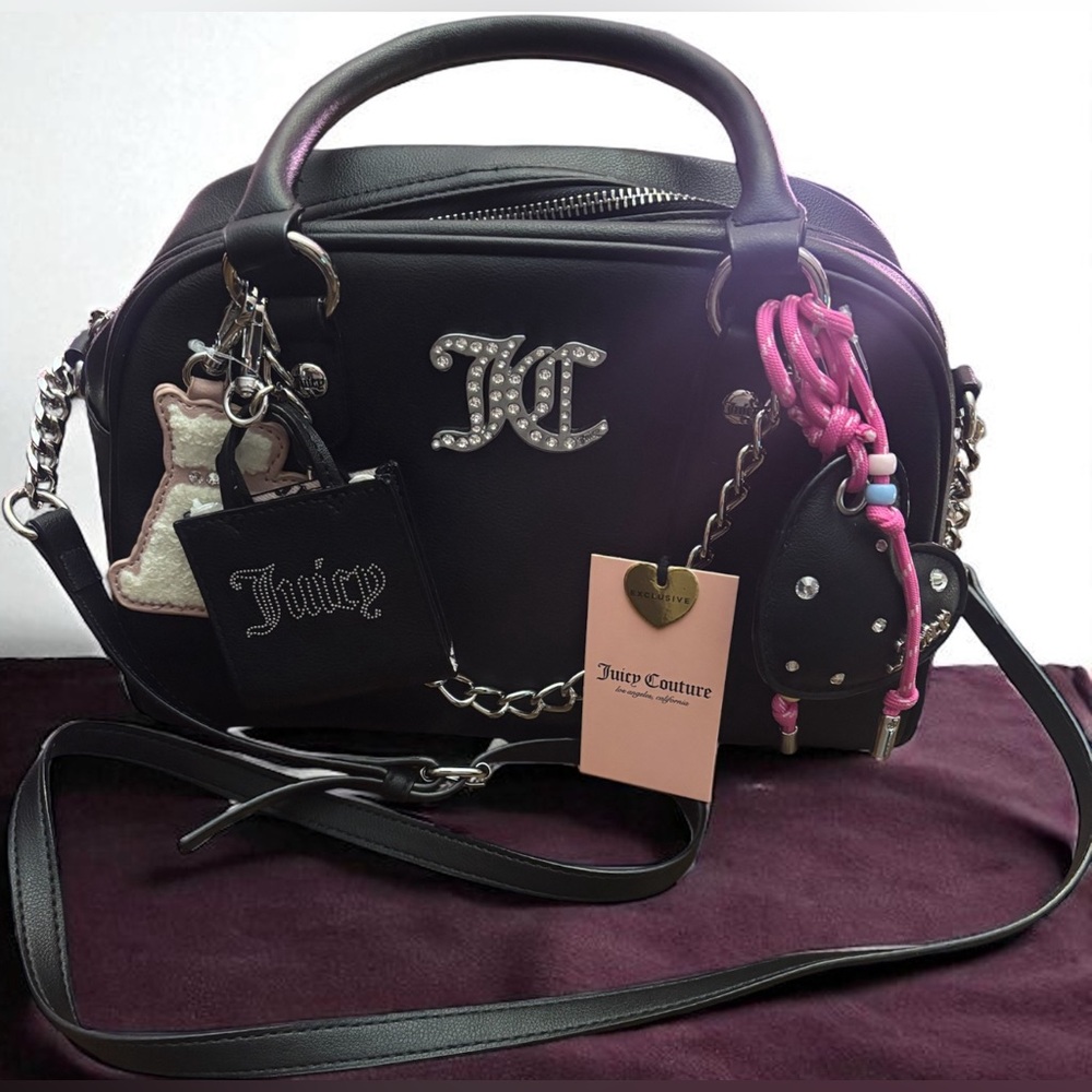 Juicy Couture Black Crossbody Bag with Pink Accents NWT